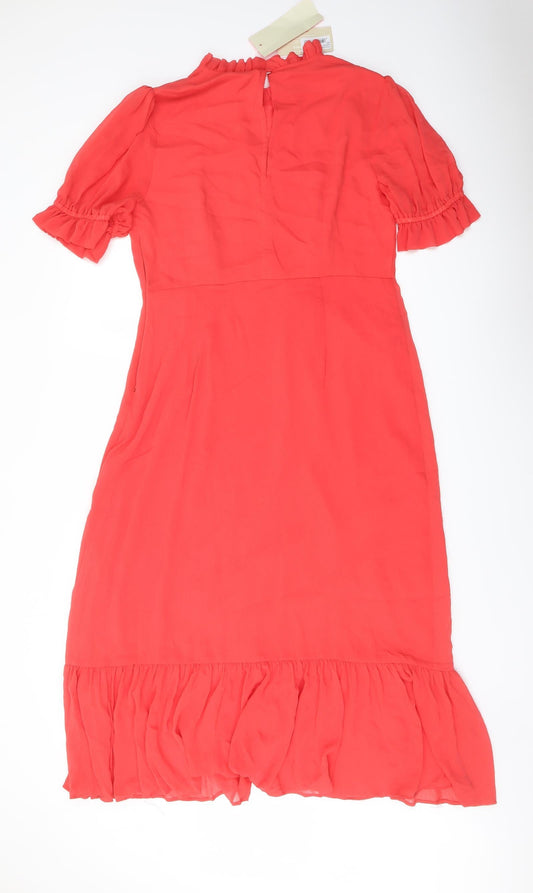 Finery Womens Red Polyester A-Line Size 16 Mock Neck Zip