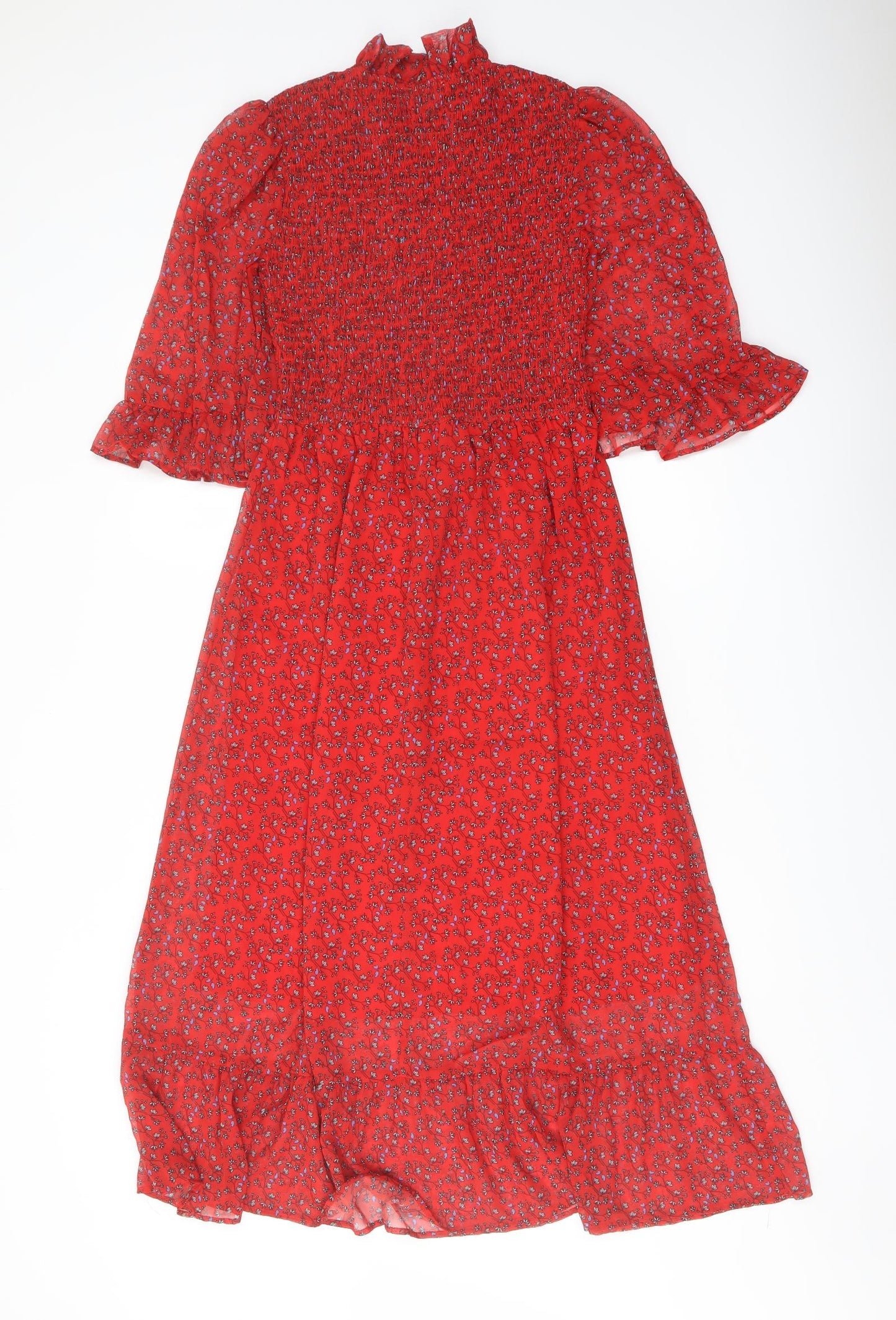 Finery Womens Red Floral Polyester A-Line Size 8 Mock Neck Pullover