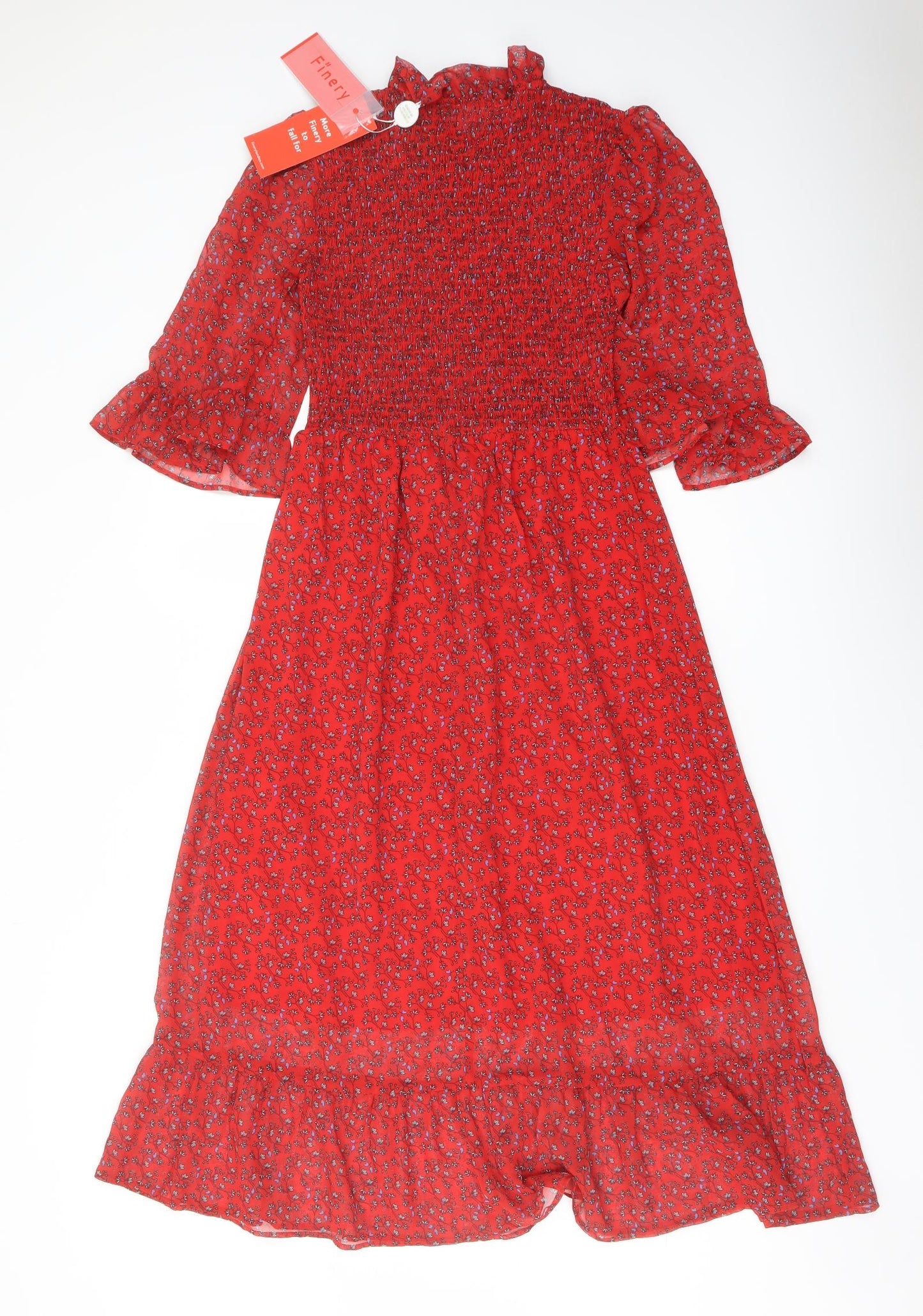 Finery Womens Red Floral Polyester A-Line Size 16 Mock Neck Pullover