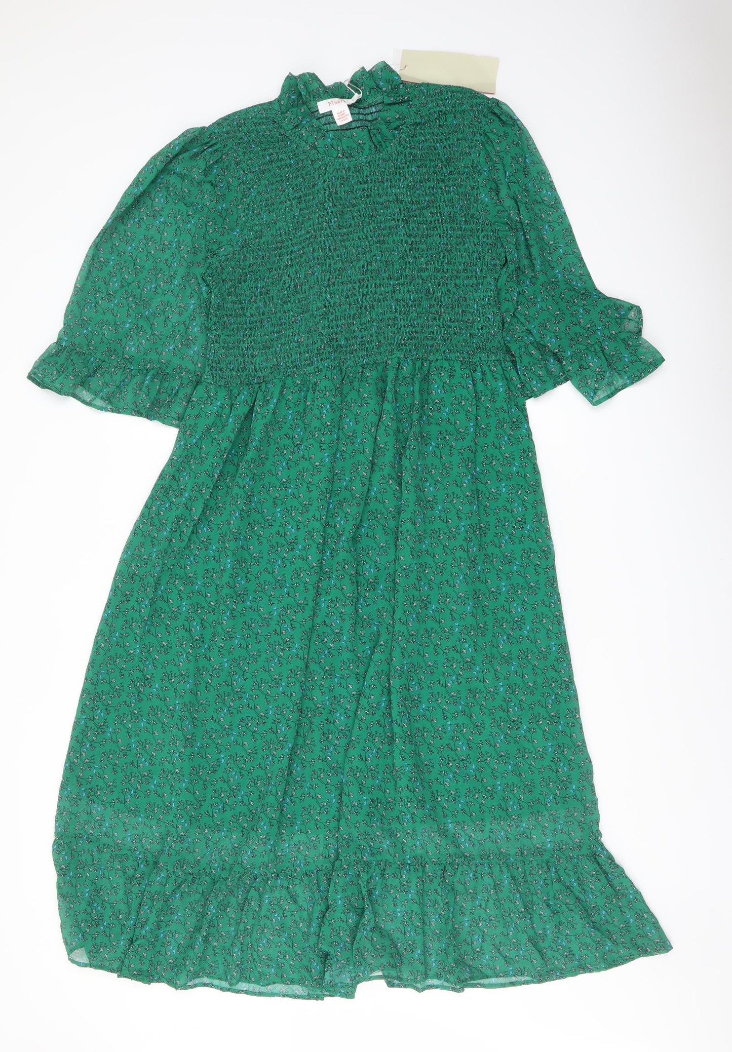 Finery Womens Green Floral Polyester A-Line Size 16 Mock Neck Pullover