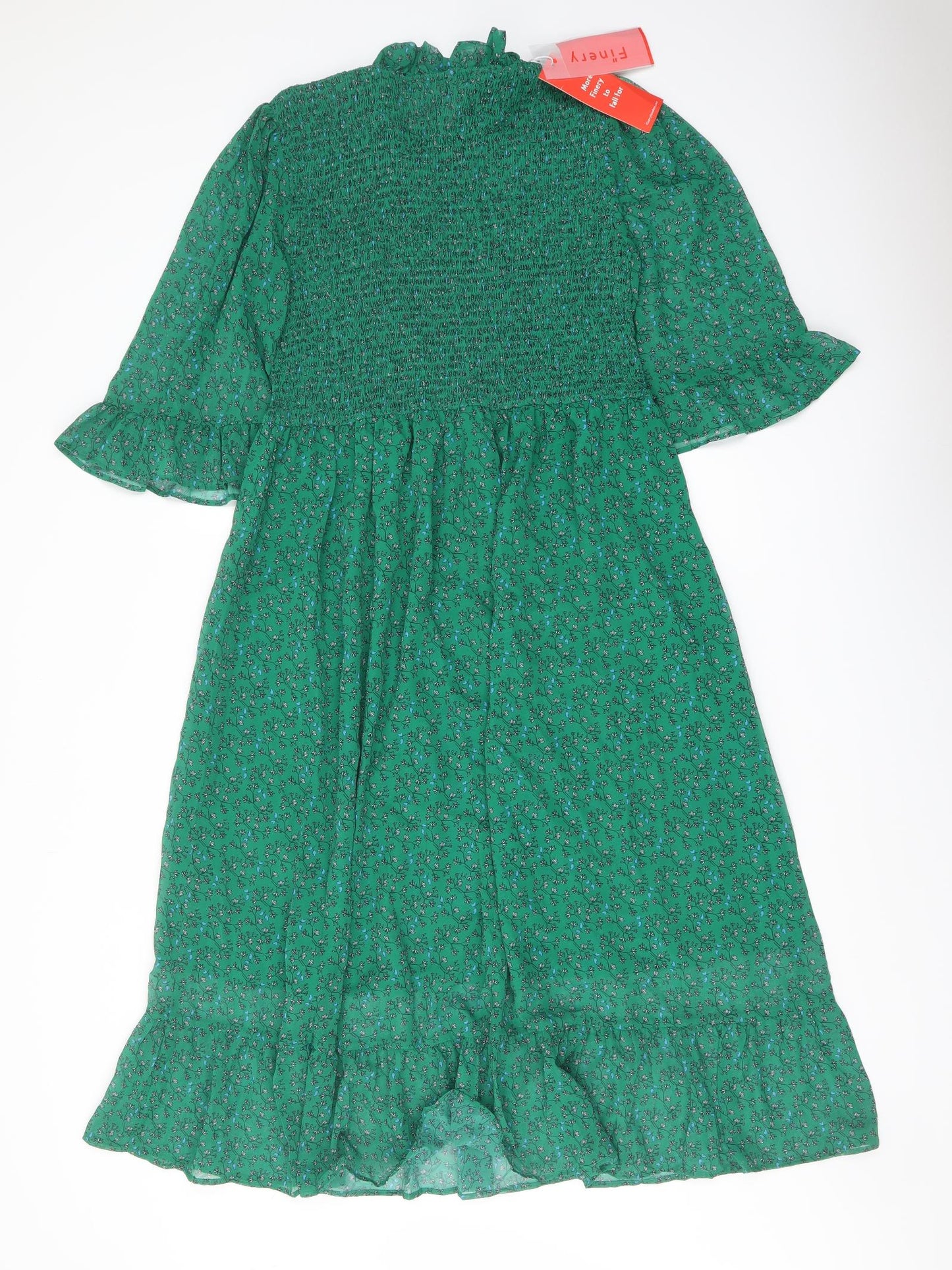 Finery Womens Green Floral Polyester A-Line Size 16 Mock Neck Pullover