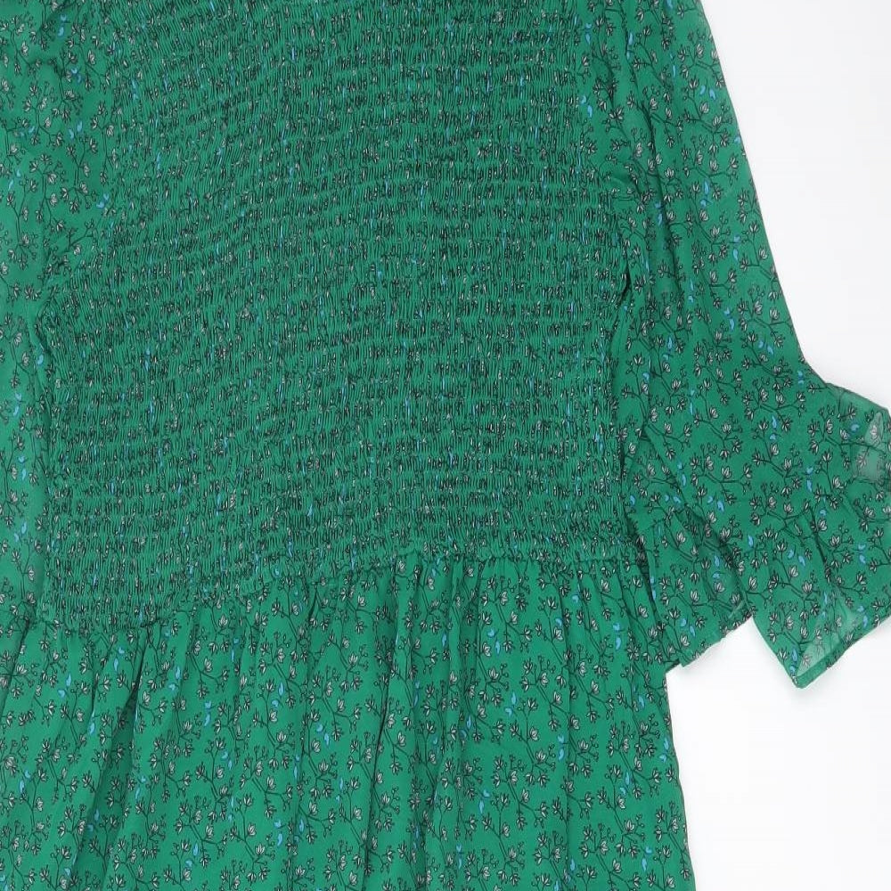 Finery Womens Green Floral Polyester A-Line Size 16 Mock Neck Pullover