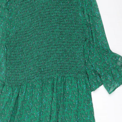 Finery Womens Green Floral Polyester A-Line Size 16 Mock Neck Pullover