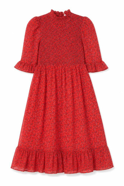 Finery Womens Red Floral Polyester A-Line Size 8 Mock Neck Pullover