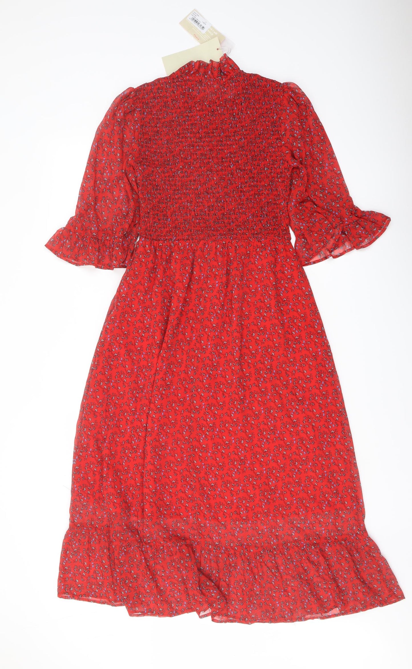 Finery Womens Red Floral Polyester A-Line Size 8 Mock Neck Pullover