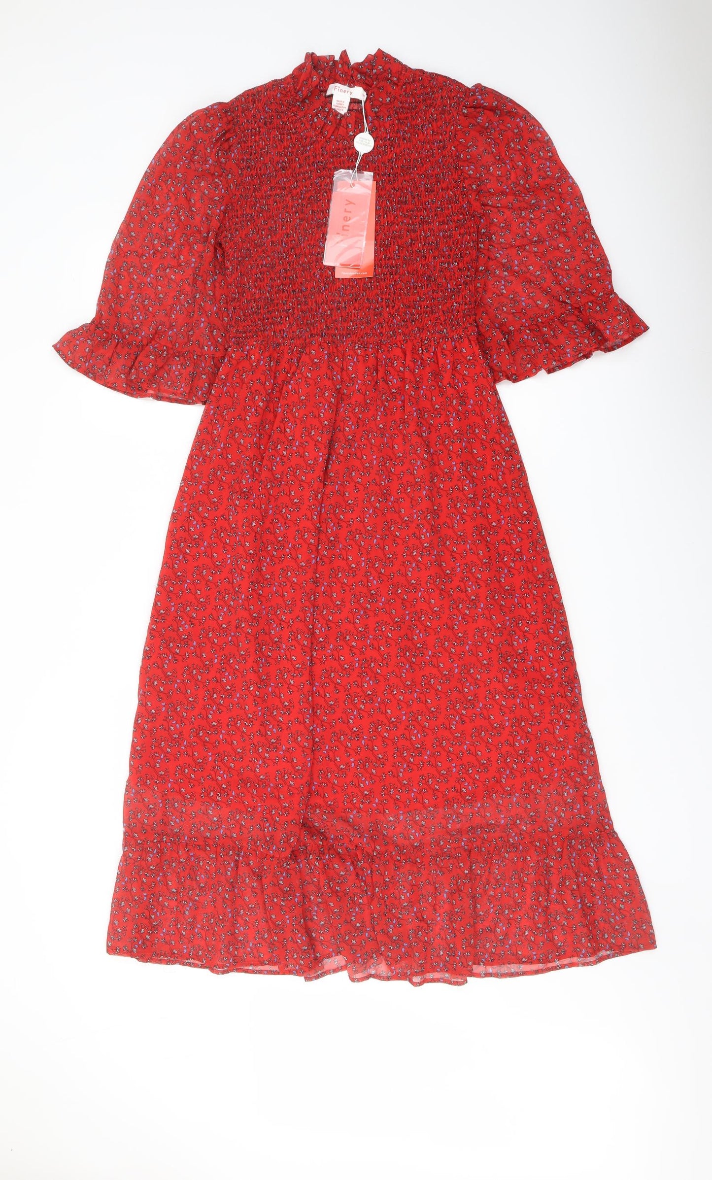 Finery Womens Red Floral Polyester A-Line Size 8 Mock Neck Pullover