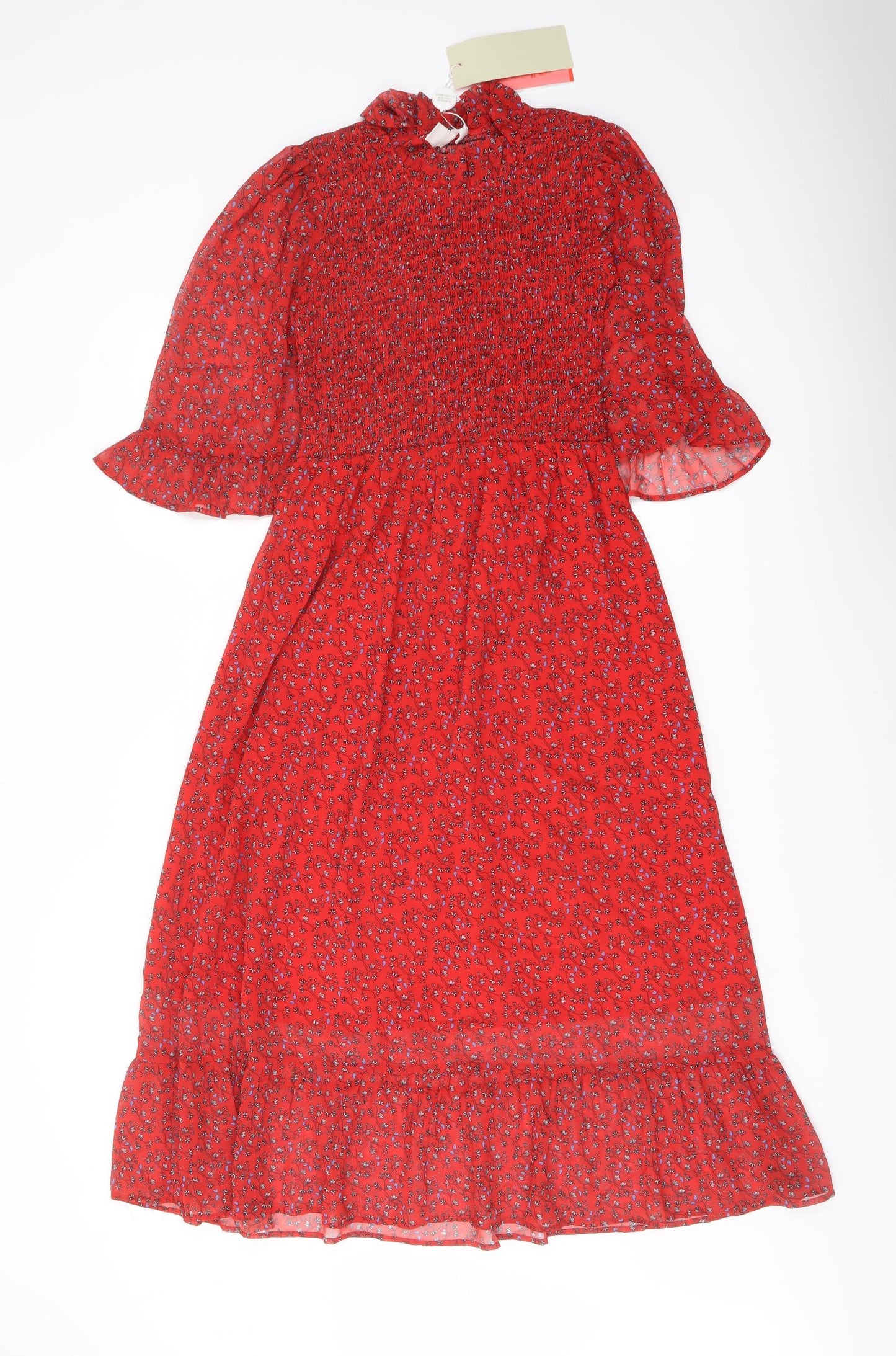 Finery Womens Red Floral Polyester A-Line Size 8 Mock Neck Pullover