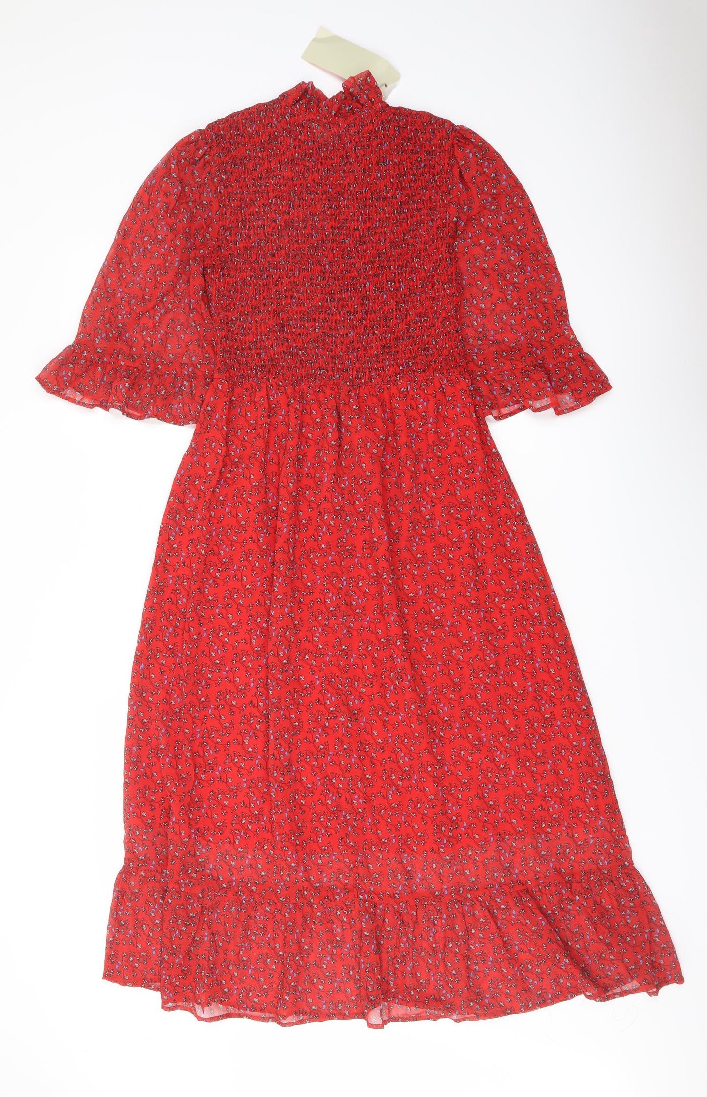 Finery Womens Red Floral Polyester A-Line Size 8 Mock Neck Pullover