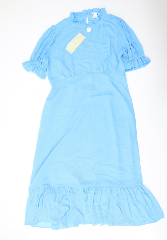 Finery Womens Blue Polyester A-Line Size 18 Mock Neck Zip