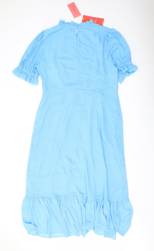 Finery Womens Blue Polyester A-Line Size 18 Mock Neck Zip