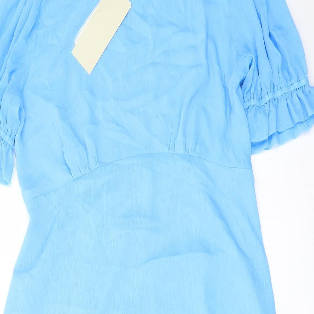 Finery Womens Blue Polyester A-Line Size 18 Mock Neck Zip