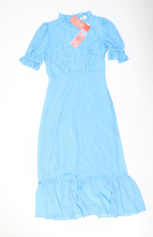 Finery Womens Beige Polyester A-Line Size 10 Mock Neck Zip