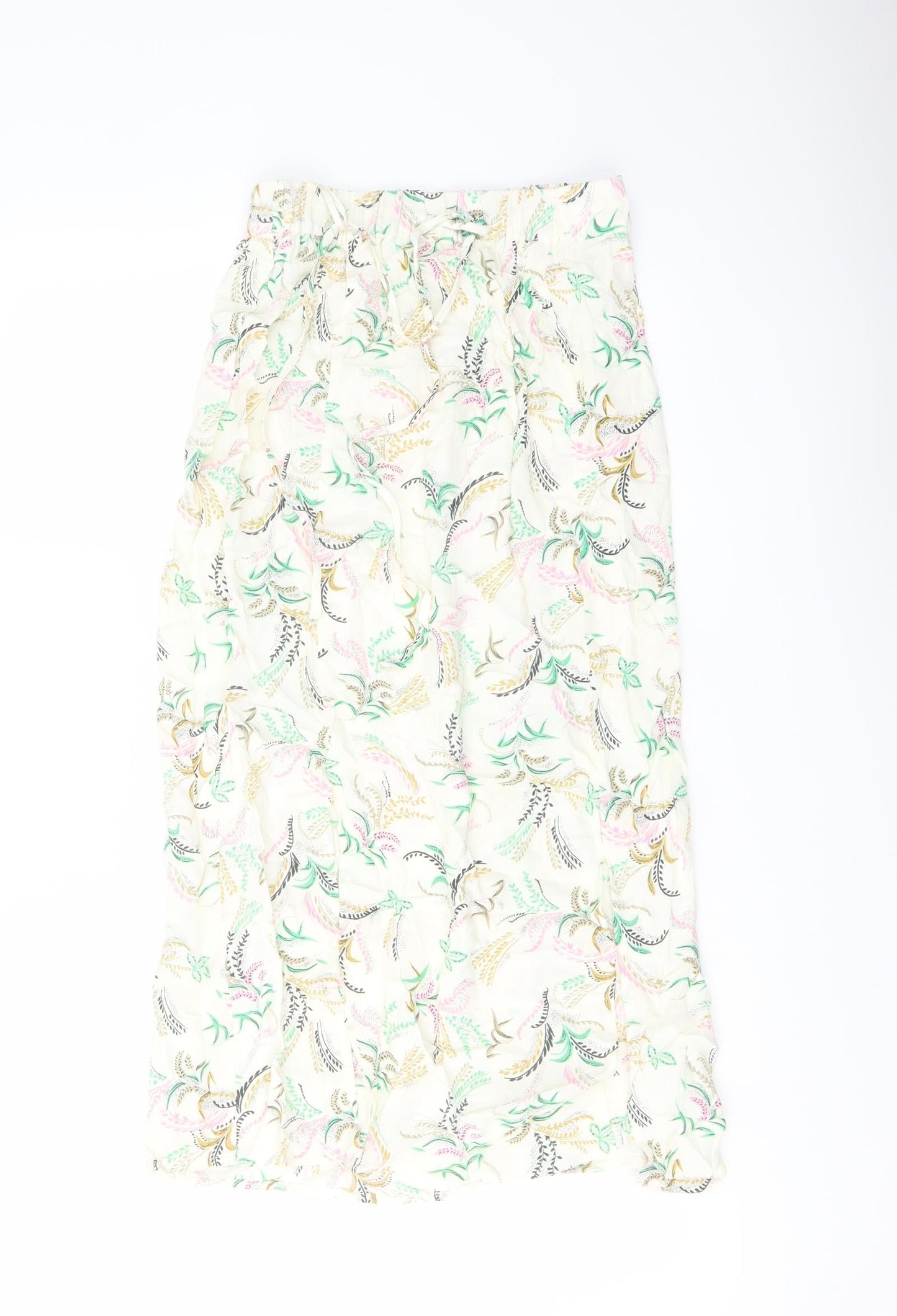 Marks and Spencer Womens Multicoloured Floral Viscose A-Line Skirt Size 6 Drawstring