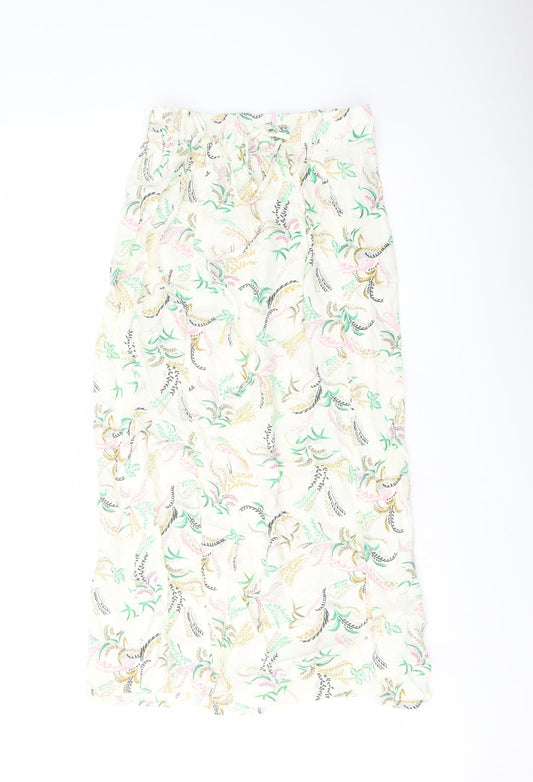 Marks and Spencer Womens Multicoloured Floral Viscose A-Line Skirt Size 6 Drawstring