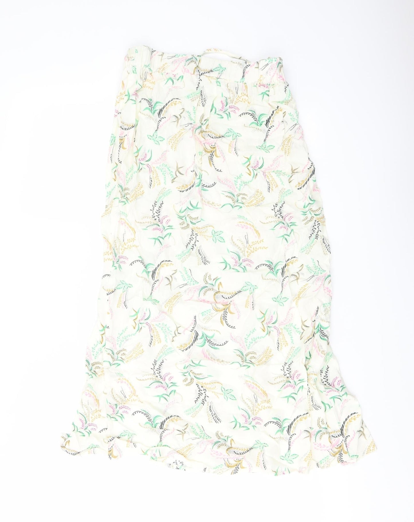 Marks and Spencer Womens Multicoloured Floral Viscose A-Line Skirt Size 6 Drawstring