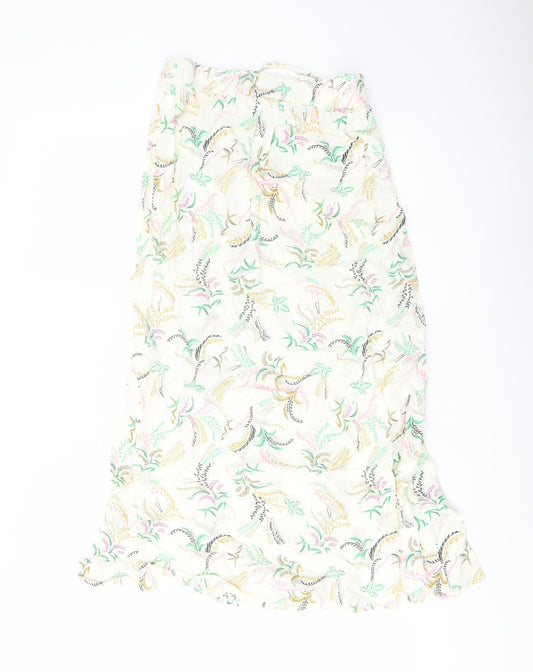 Marks and Spencer Womens Multicoloured Floral Viscose A-Line Skirt Size 6 Drawstring