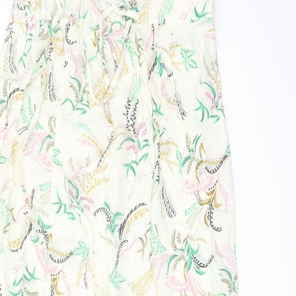 Marks and Spencer Womens Multicoloured Floral Viscose A-Line Skirt Size 6 Drawstring