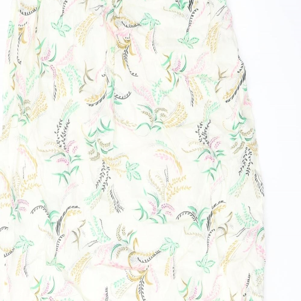 Marks and Spencer Womens Multicoloured Floral Viscose A-Line Skirt Size 6 Drawstring