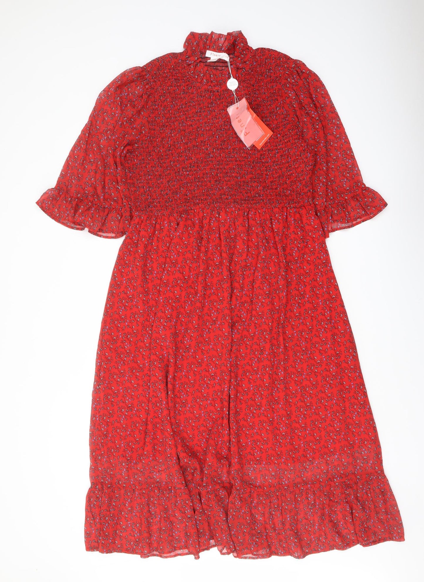 Finery Womens Red Floral Polyester A-Line Size 18 Mock Neck Pullover