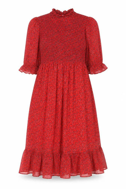Finery Womens Red Floral Polyester A-Line Size 18 Mock Neck Pullover