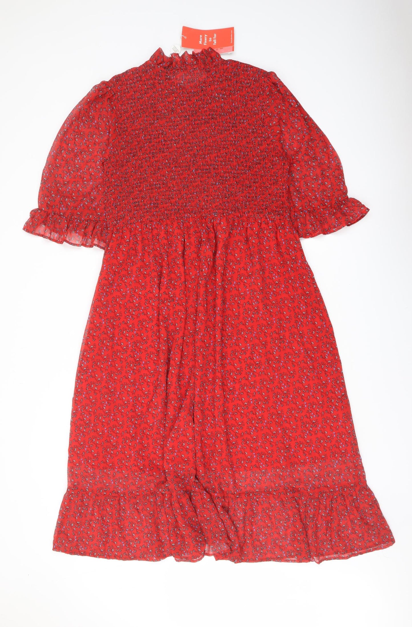 Finery Womens Red Floral Polyester A-Line Size 18 Mock Neck Pullover