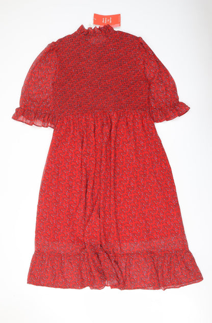 Finery Womens Red Floral Polyester A-Line Size 18 Mock Neck Pullover