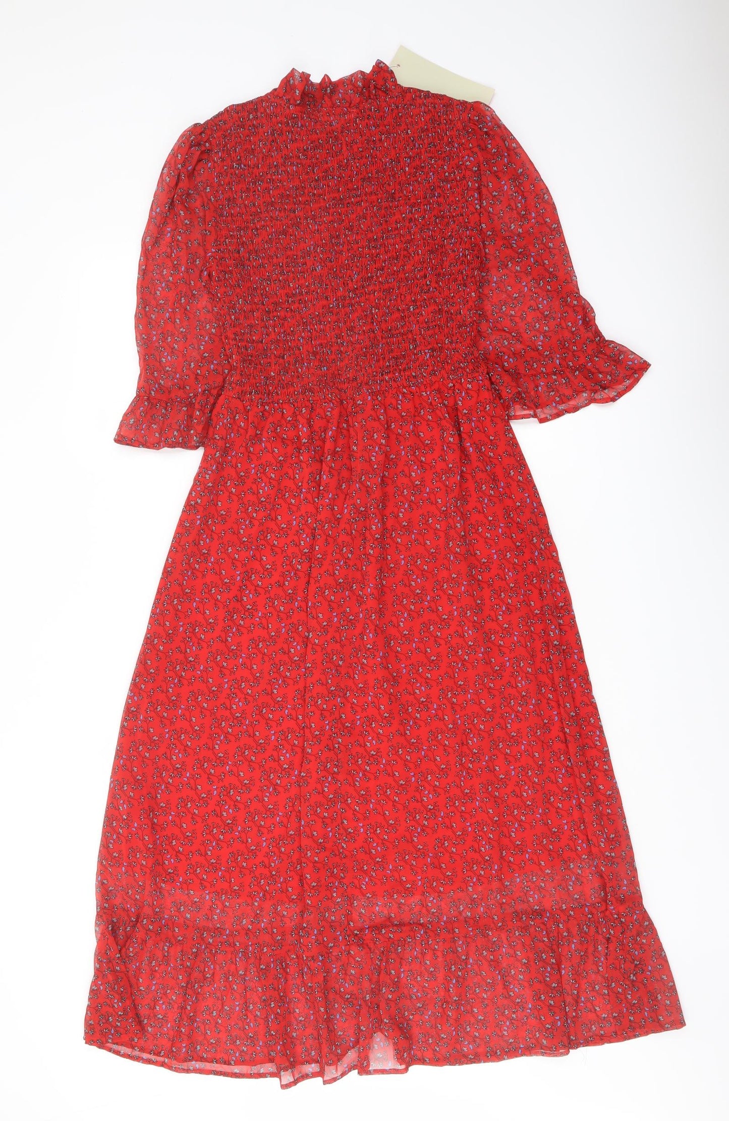 Finery Womens Red Floral Polyester A-Line Size 8 Mock Neck Pullover