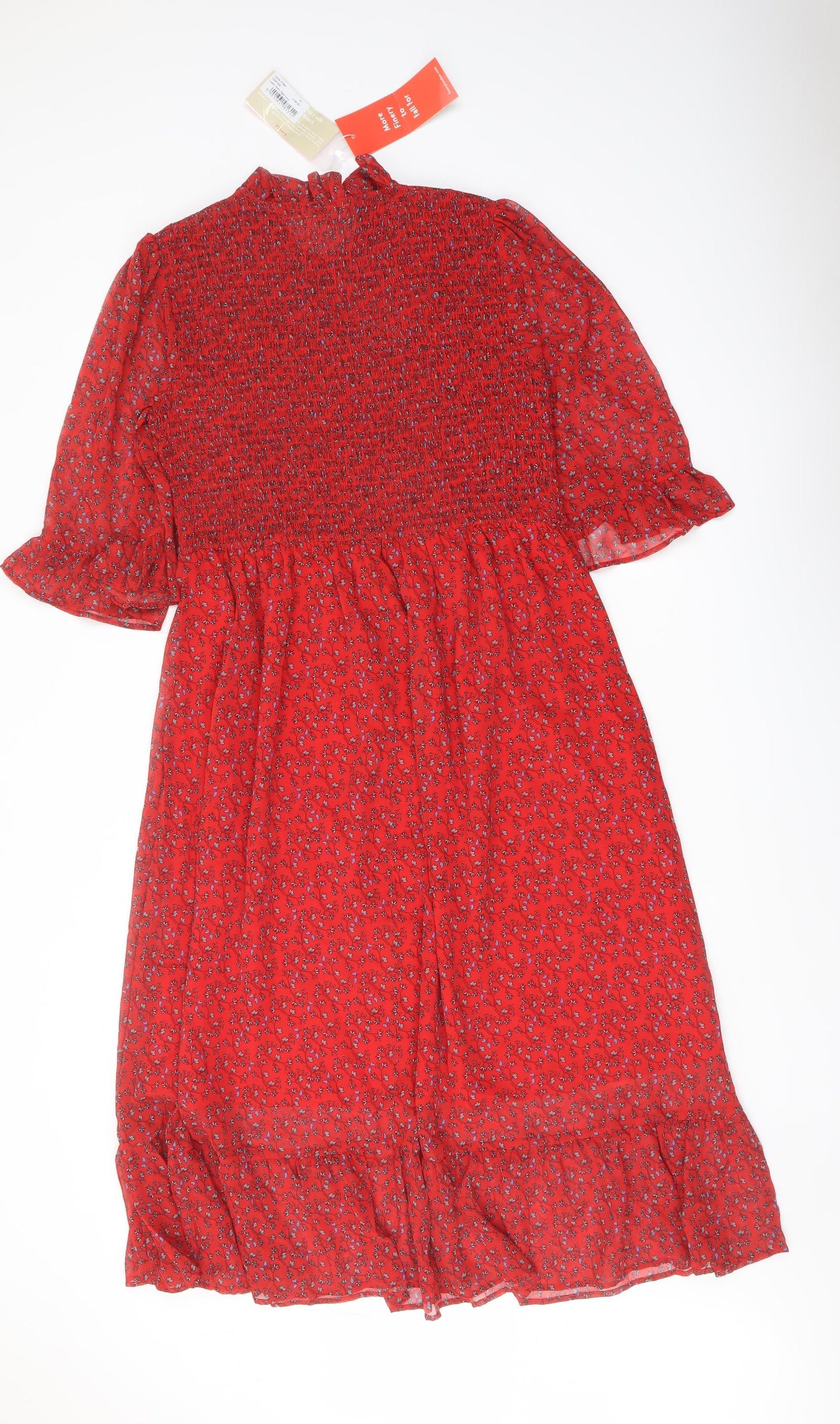 Finery Womens Red Floral Polyester A-Line Size 16 Mock Neck Pullover