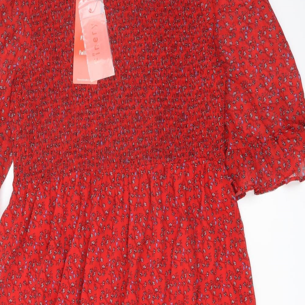 Finery Womens Red Floral Polyester A-Line Size 18 Mock Neck Pullover