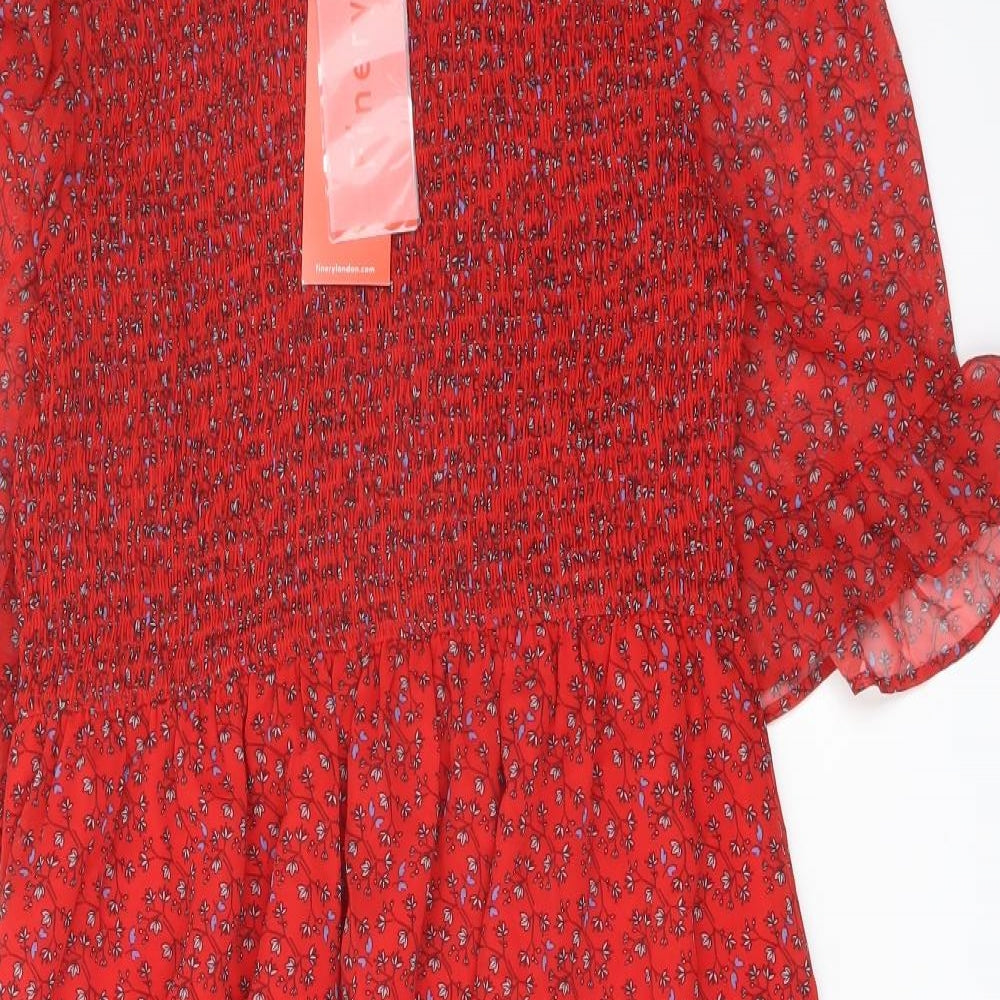 Finery Womens Red Floral Polyester A-Line Size 16 Mock Neck Pullover