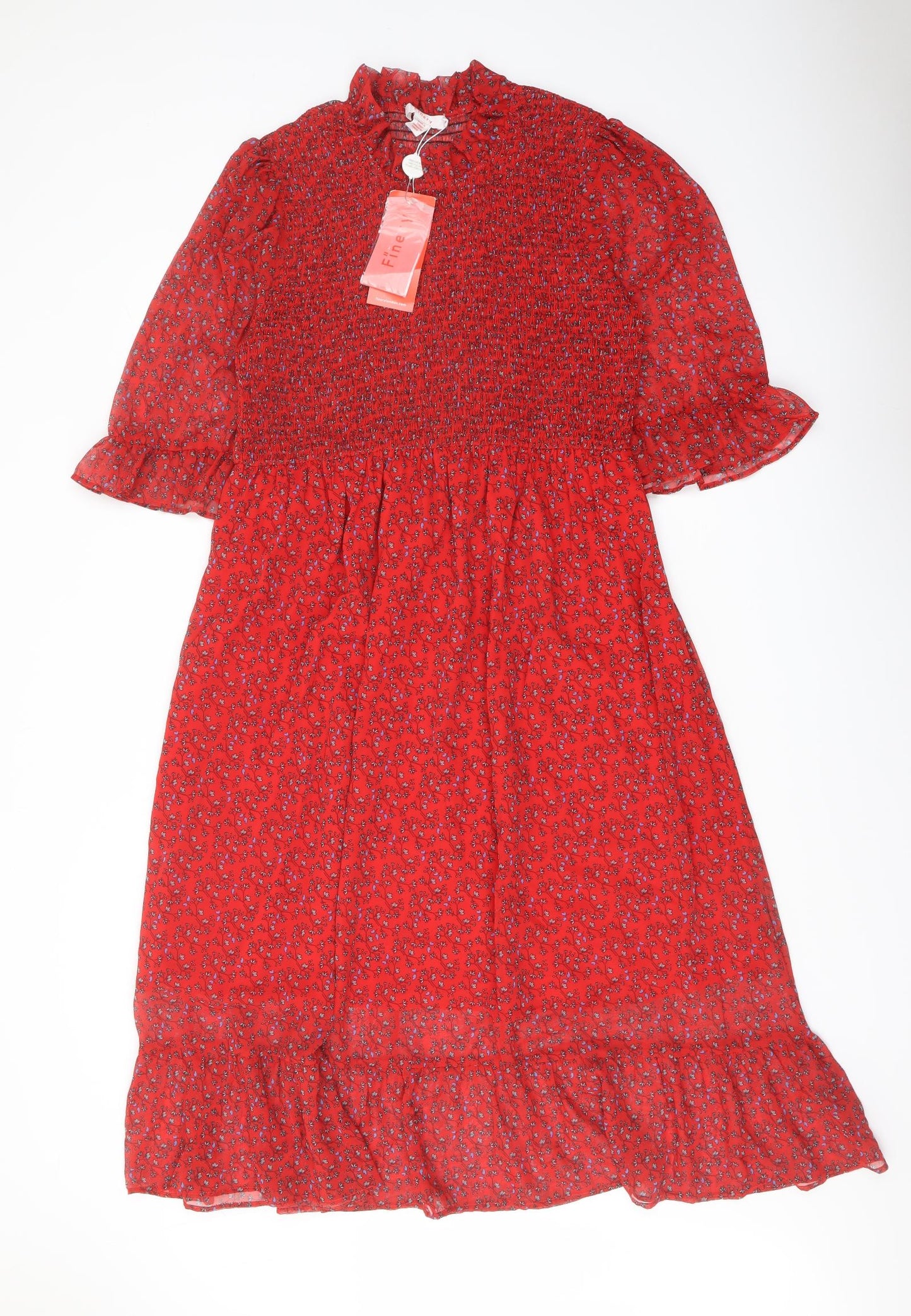 Finery Womens Red Floral Polyester A-Line Size 18 Mock Neck Pullover