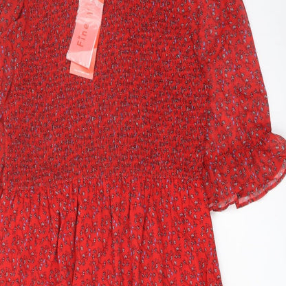 Finery Womens Red Floral Polyester A-Line Size 18 Mock Neck Pullover