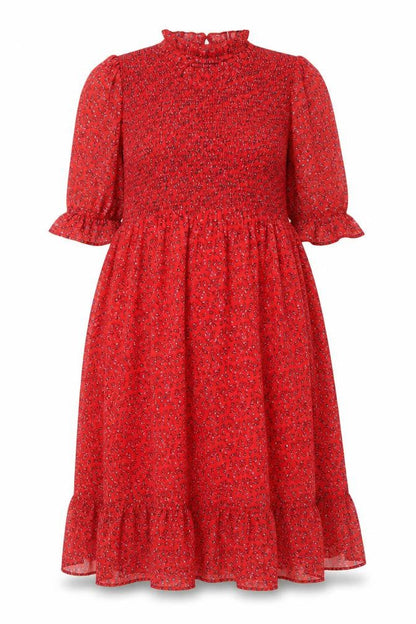 Finery Womens Red Floral Polyester A-Line Size 18 Mock Neck Pullover