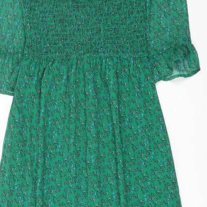 Finery Womens Green Floral Polyester A-Line Size 10 Mock Neck Pullover