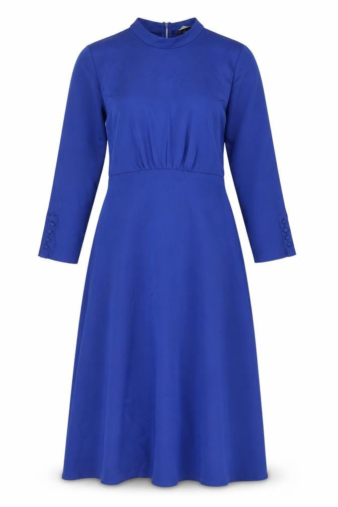 Marks and Spencer Womens Blue Polyester A-Line Size 6 Mock Neck Zip