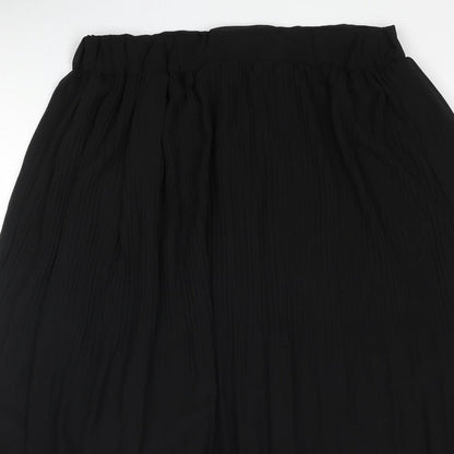 Sabrina Diamanti Womens Black Polyester Flare Skirt Size 2XL - Pleated Detail