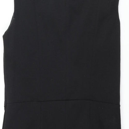 Sweewë Womens Black Viscose Mini Size S Round Neck Zip - Beaded Sleeve Detail Size S-M Rouched