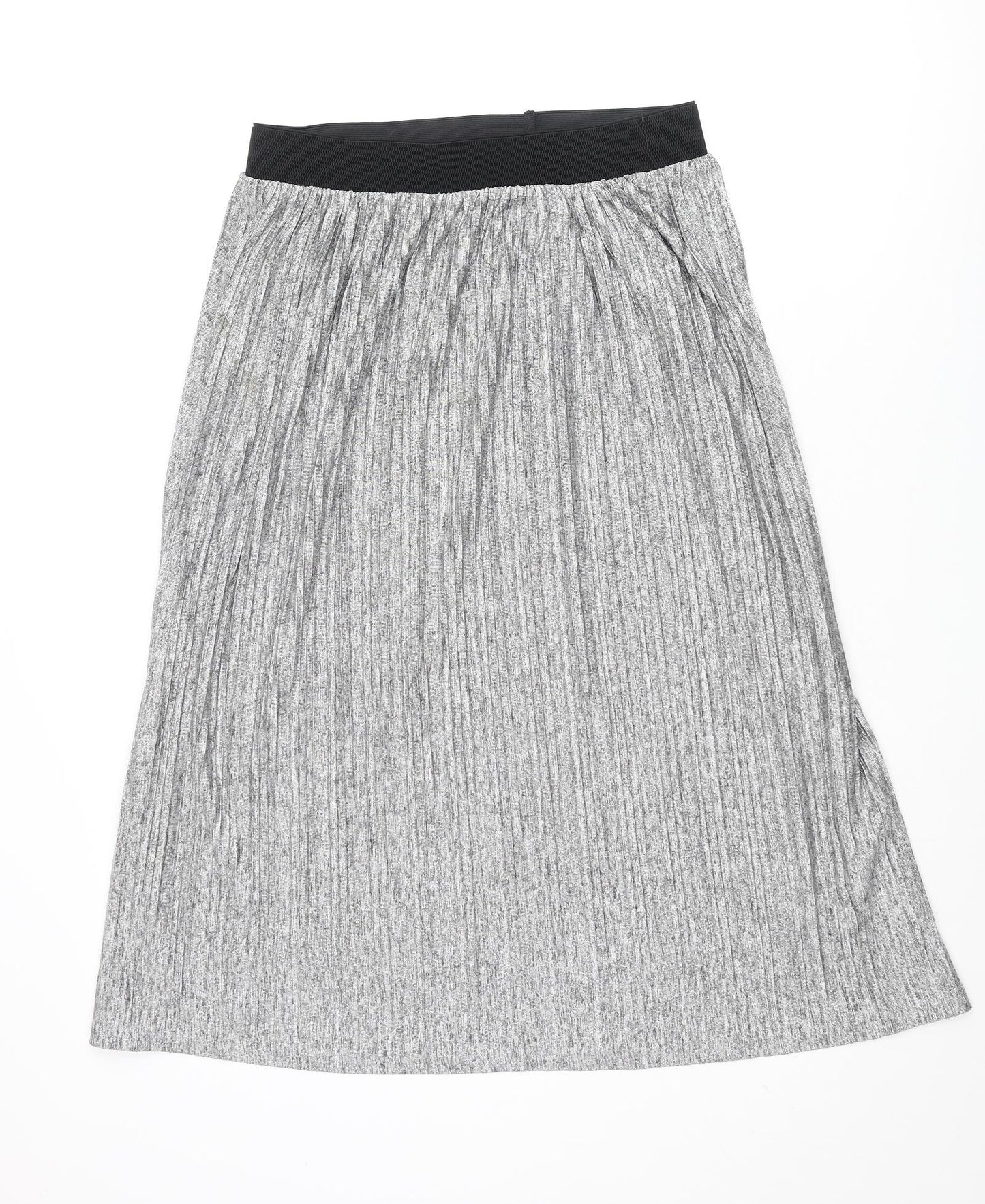 b.young Womens Grey Polyester A-Line Skirt Size L - Pleated Elasticated Waist