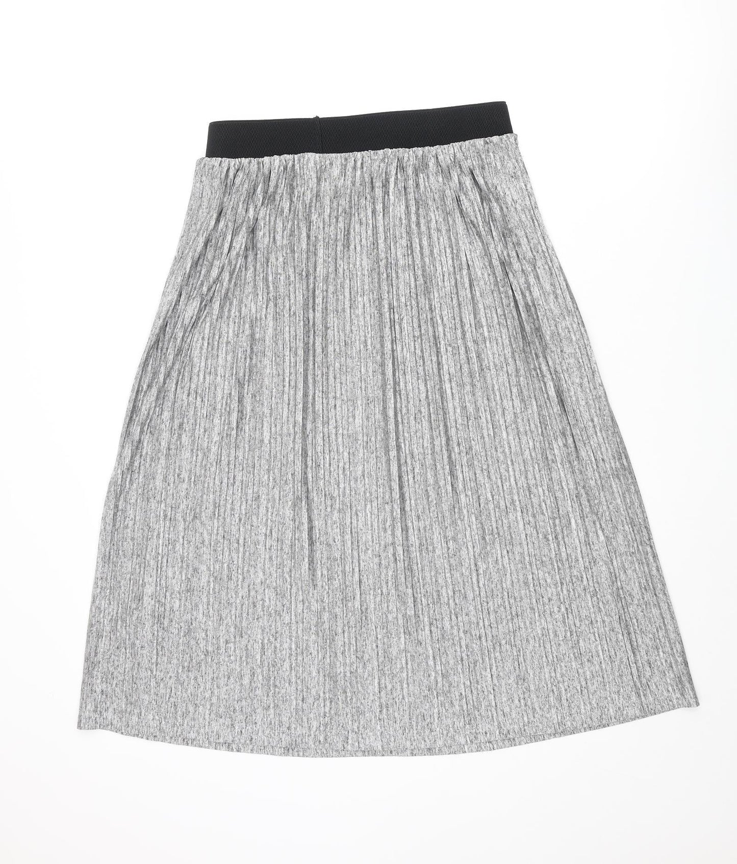 b.young Womens Grey Polyester A-Line Skirt Size L - Pleated Elasticated Waist