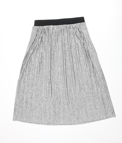 b.young Womens Grey Polyester A-Line Skirt Size L - Pleated Elasticated Waist