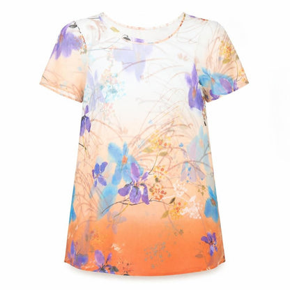 Front view of Autograph women’s multicoloured floral polyester cover up, size UK 18, - semi sheer