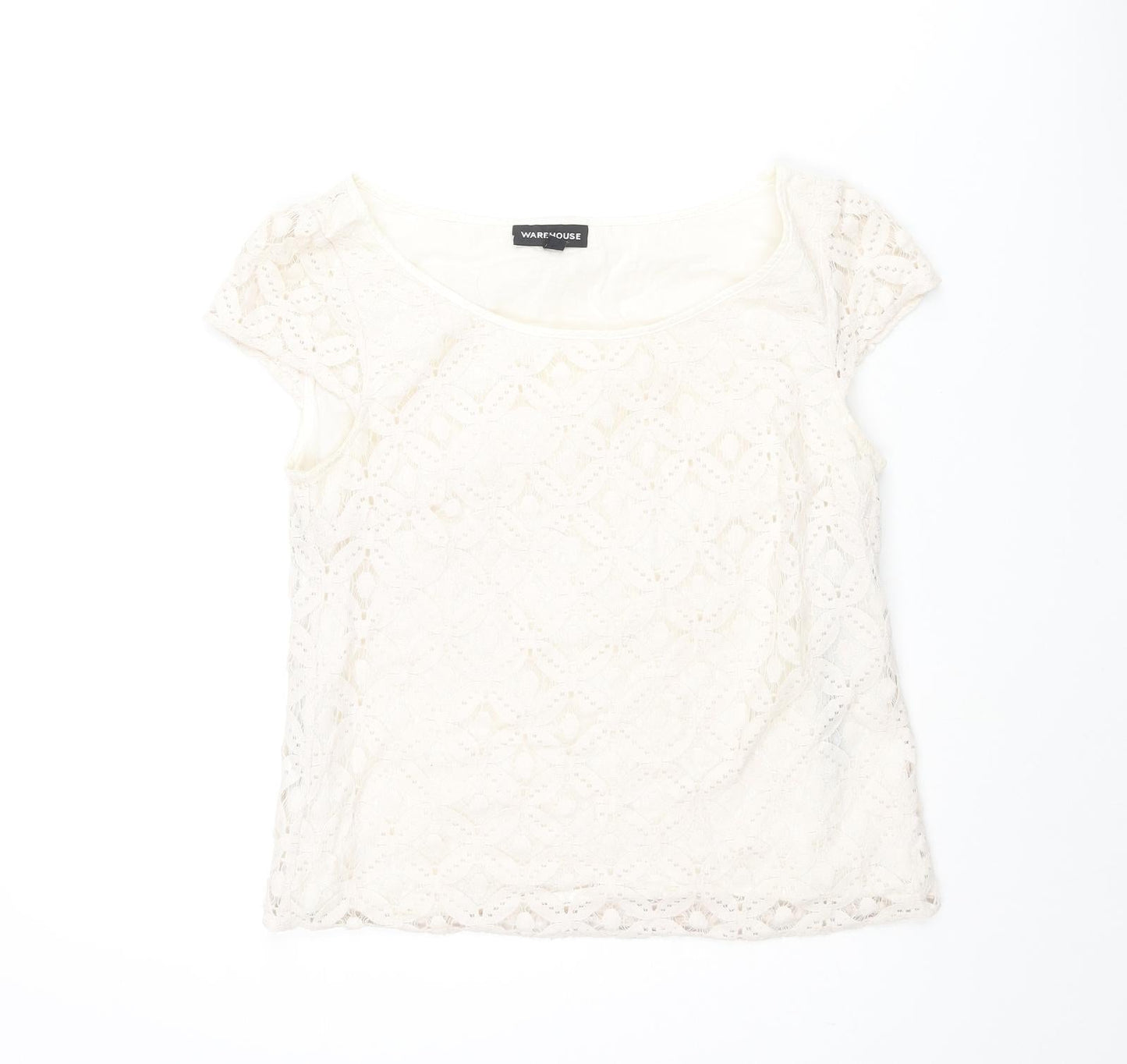 Womens UK Size 10 Warehouse Ivory Basic Blouse