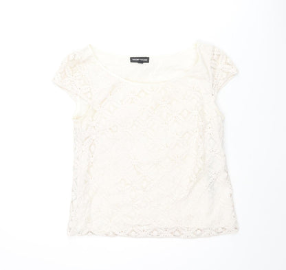 Womens UK Size 10 Warehouse Ivory Basic Blouse