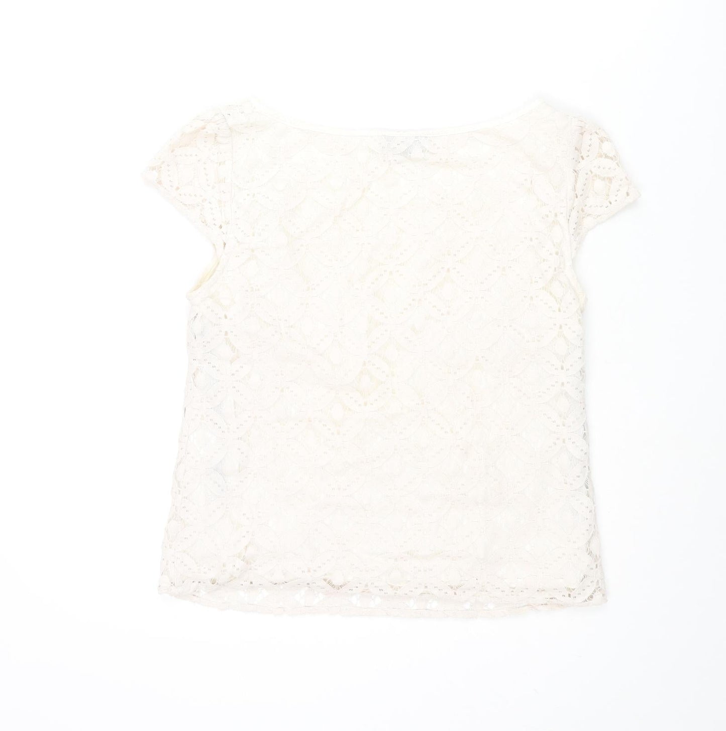 Womens UK Size 10 Warehouse Ivory Basic Blouse