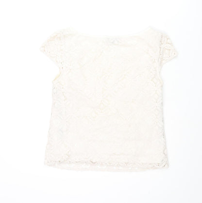 Womens UK Size 10 Warehouse Ivory Basic Blouse