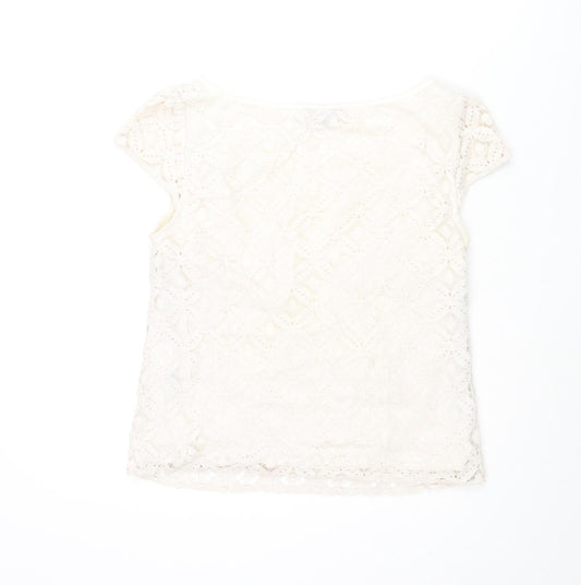 Womens UK Size 10 Warehouse Ivory Basic Blouse
