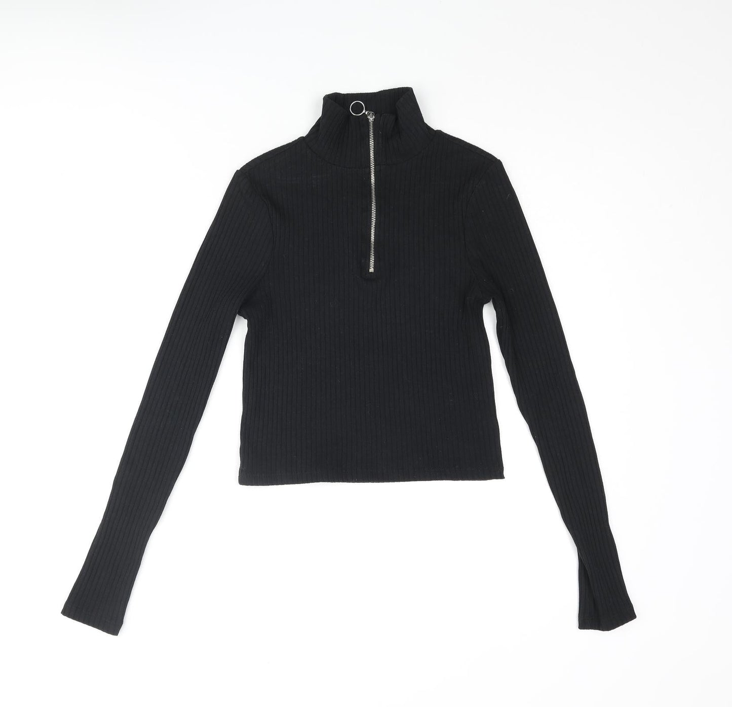 Womens UK Size 8 Topshop Black Cropped Blouse