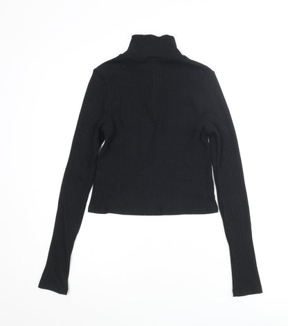 Womens UK Size 8 Topshop Black Cropped Blouse