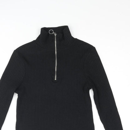 Womens UK Size 8 Topshop Black Cropped Blouse