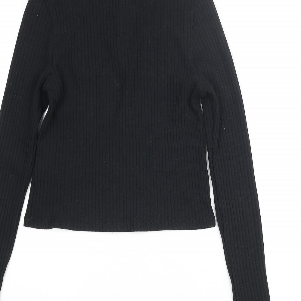 Womens UK Size 8 Topshop Black Cropped Blouse